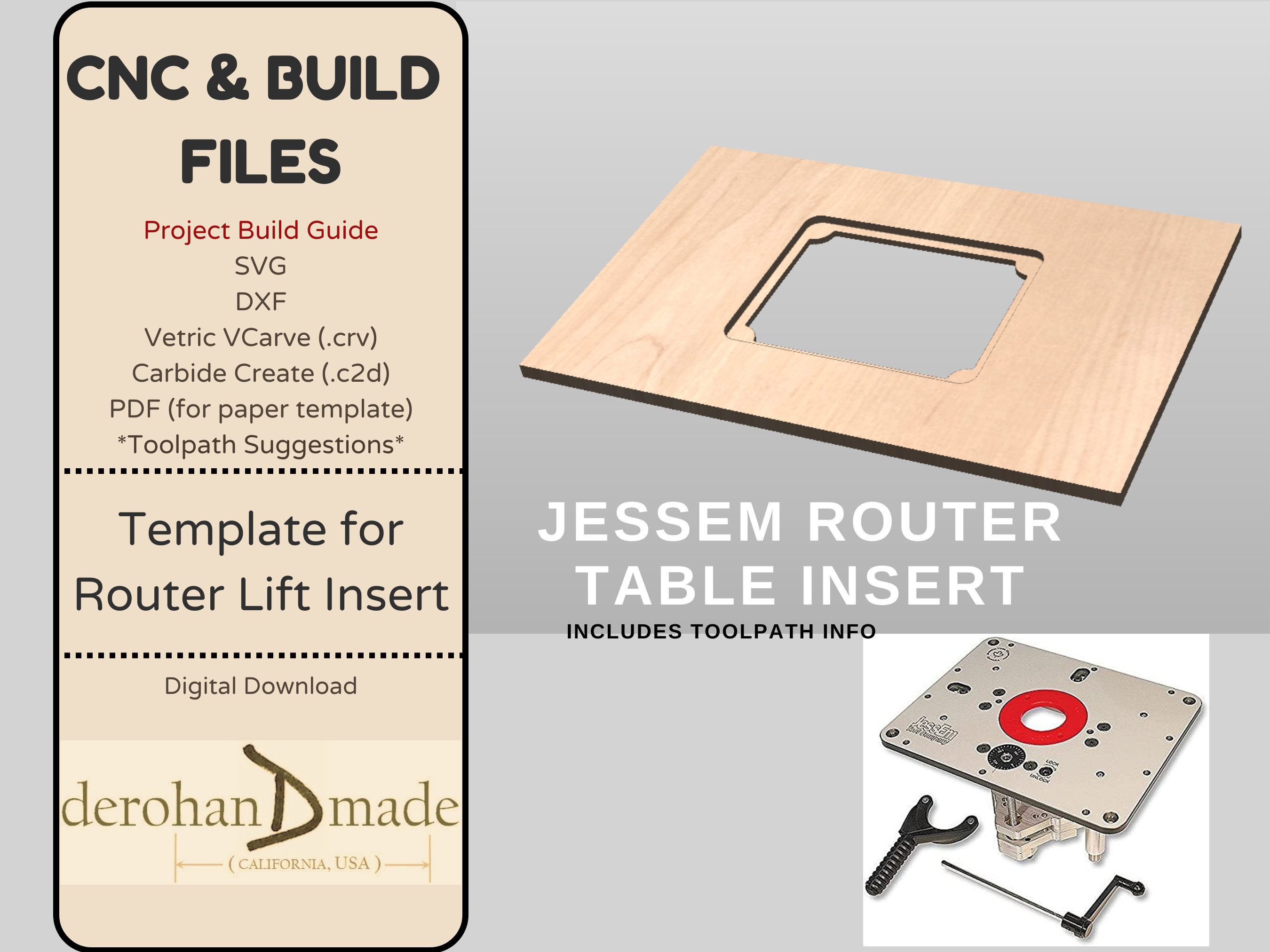 CNC File Cutout for Jessem or Kreg Router Table Lift Insert .svg