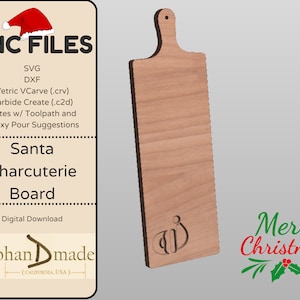 File CNC - Santa Charcuterie Board (intarsio in resina epossidica) - file .svg, .dxf, Vetric VCarve v11, Carbide Create (.C2D) e note/suggerimenti