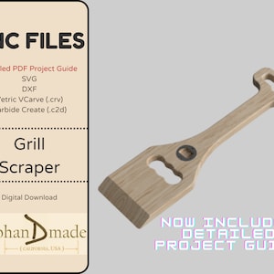 CNC Project File - Grill BBQ Scraper with Bottle Opener - .svg, .dxf, VCarve v11, Carbide Create (.C2D) files, and detailed project guide