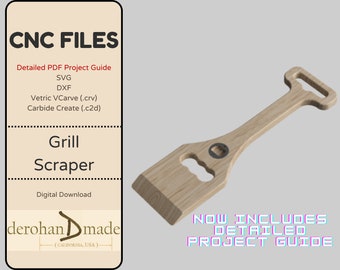 CNC Project File - Grill BBQ Scraper with Bottle Opener - .svg, .dxf, VCarve v11, Carbide Create (.C2D) files, and detailed project guide