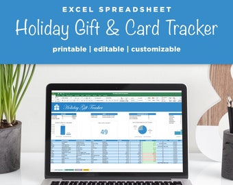 Holiday Christmas Shopping Gift List Tracker Budget Excel Spreadsheet Template | Editable Printable Tracker | Instant Digital Download