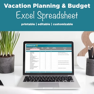 Travel Planner & Travel Planning Excel Spreadsheet Template  | Editable Digital Vacation Budget Trip Itinerary Organizer Packing List
