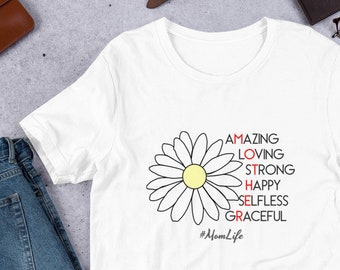 Mom Life-T-shirt: T-shirt met madeliefje, motiverend cadeau