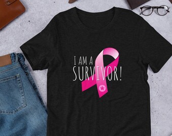 T-shirt Cancer Survivor Superhero: Awareness Ribbon, uniseks T-shirt