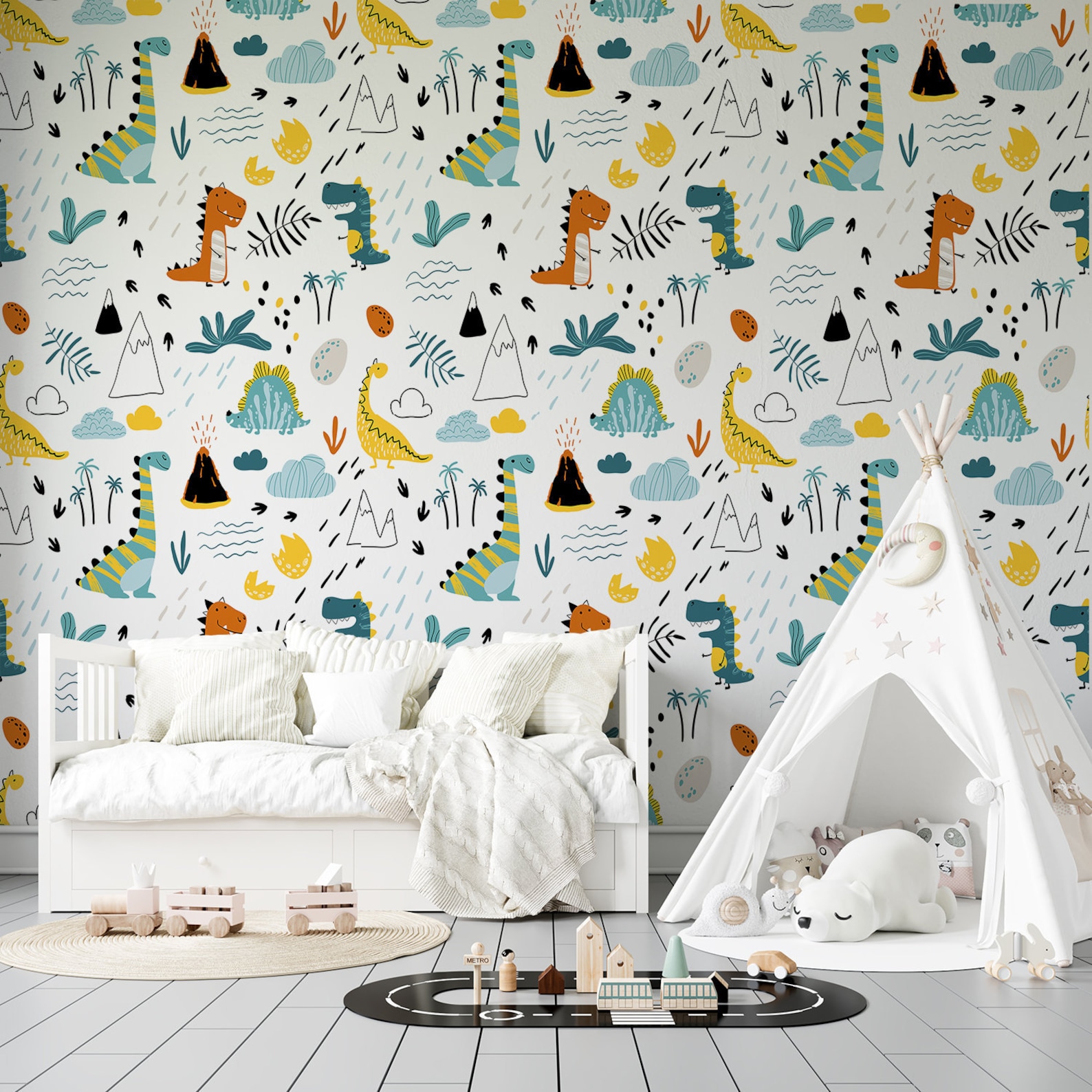 Peel and Stick Wallpaper Cute dinosaurs WallPaper | Etsy