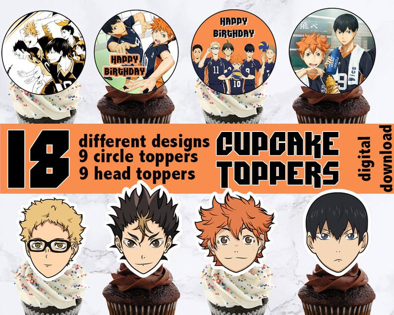 Haikyu Inspired Anime CupCake Topper Printable Birthday
