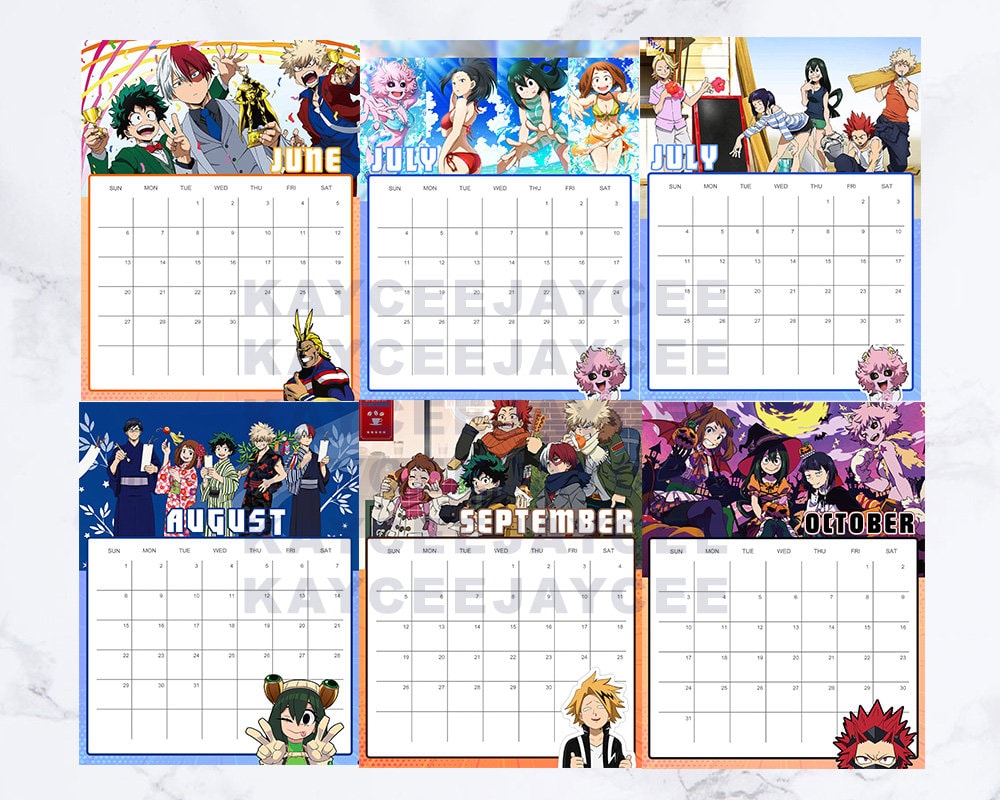 2021 Printable MHA Calendar Anime CalendarInstant Etsy