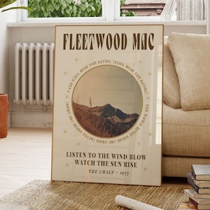 Fleetwood Mac The Chain Poster, Vintage, 70's Art, Fan Art, Music Poster, Bar, Fleetwood Mac Print, Printable, Song Lyrics, Gift For Friend