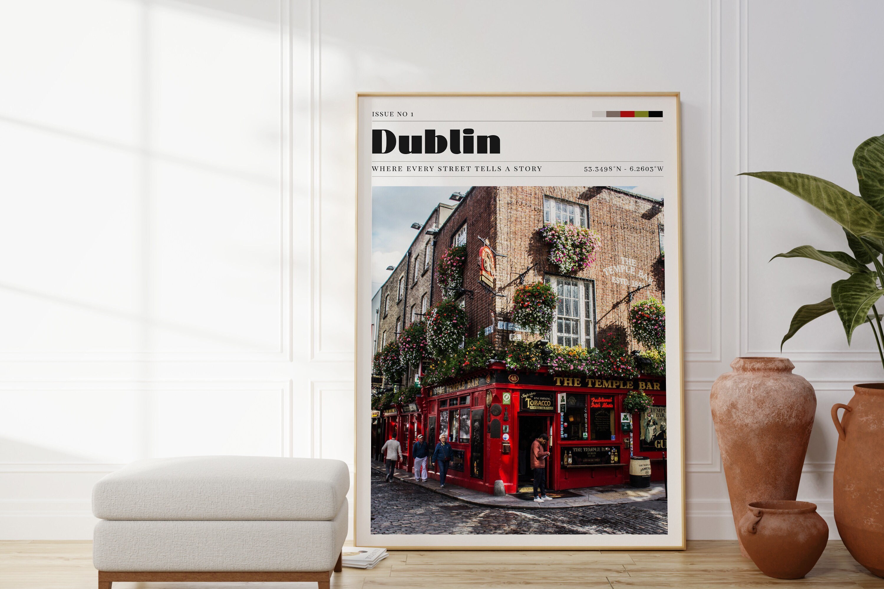 Dublin Irland Poster, Travel Prints, Temple Bar, Vintage Pub Wandkunst