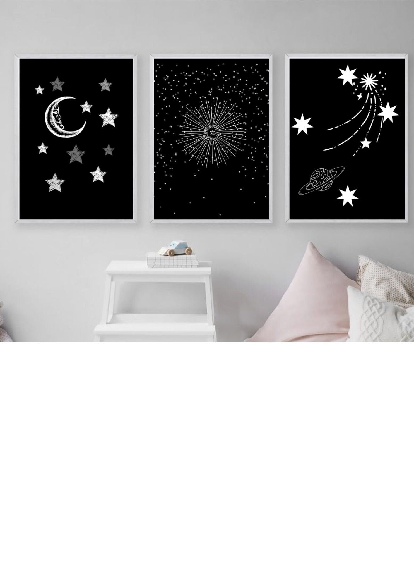 Moon & Stars Prints Wall Art Instant Digital Downloadable Etsy