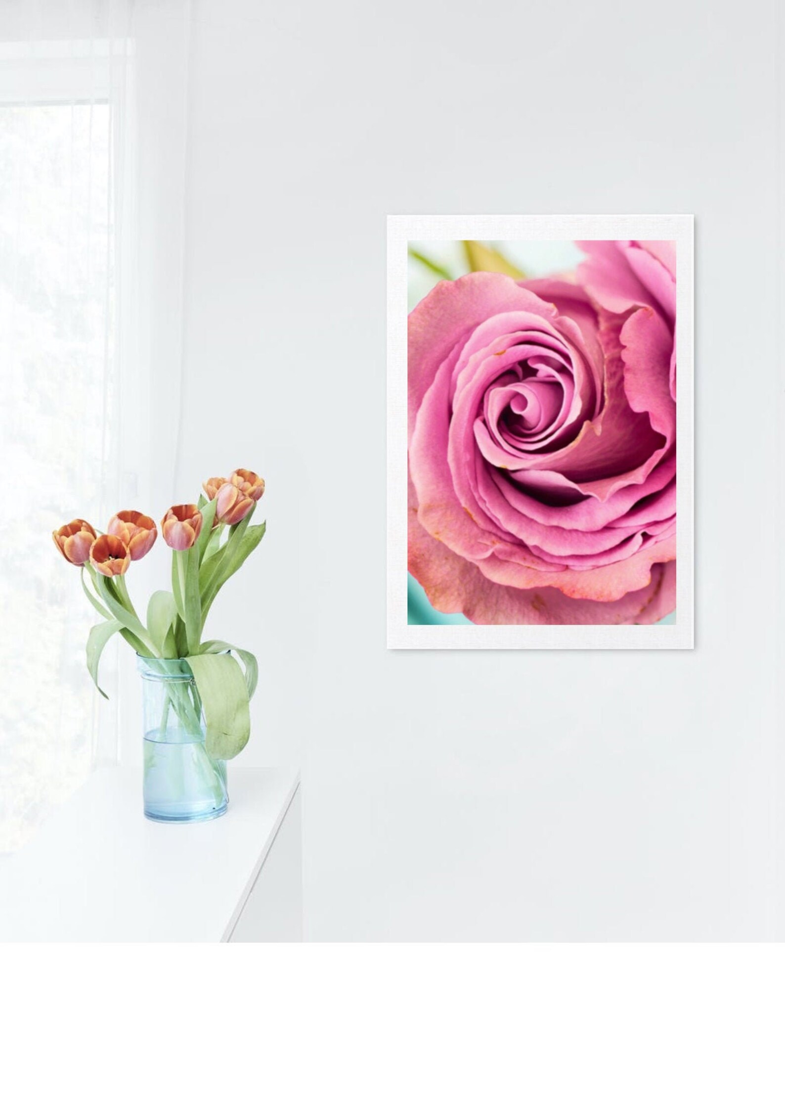 Rose Wall Art Pink Roses Picture for DIY Instant Digital Etsy