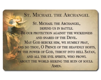 St. Michael the Archangel Card with Guardian Angel Prayer Card | High-Quality, Plastic Catholic Prayer Card