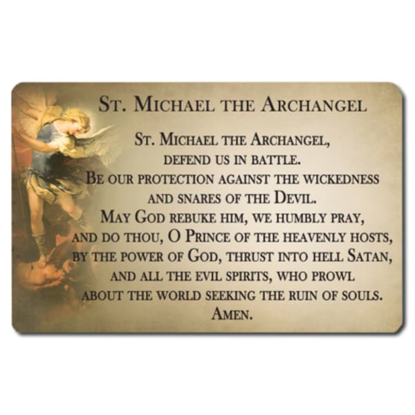 St. Michael the Archangel Card with Guardian Angel Prayer Card | High-Quality, Plastic Catholic Prayer Card
