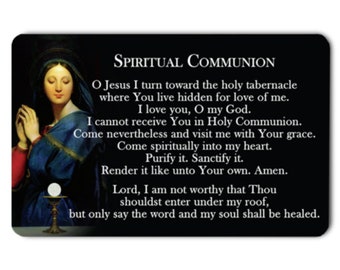 Spiritual Communion Card | High-Quality, Plastic Catholic Prayer Card