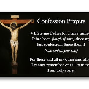 Confession Prayers | High-Quality, Plastic Confession Card | Act Of Contrition On The Back