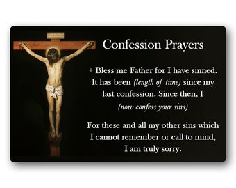Confession Prayers | High-Quality, Plastic Confession Card | Act Of Contrition On The Back