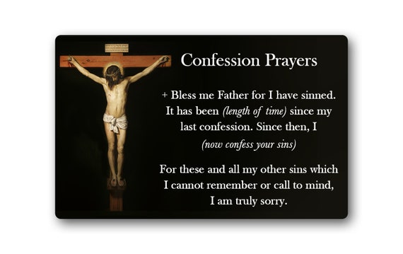 Confession Prayers | High-Quality, Plastic Confession Card | Act Of Contrition On The Back