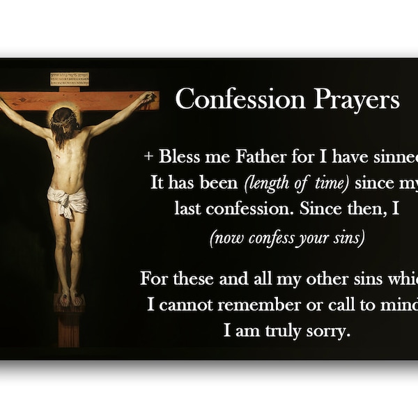 Confession Prayers | High-Quality, Plastic Confession Card | Act Of Contrition On The Back