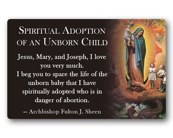 Pro Life - Spiritual Adoption of an Unborn Child Prayer Card