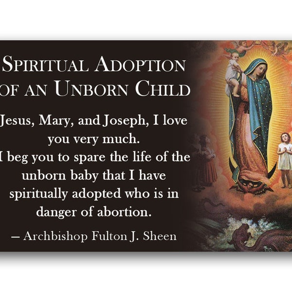 Pro Life - Spiritual Adoption of an Unborn Child Prayer Card