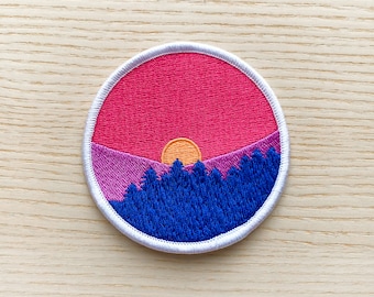 Bi Pride Patch | Subtle Mountain Sunrise Bisexual Pride Patch