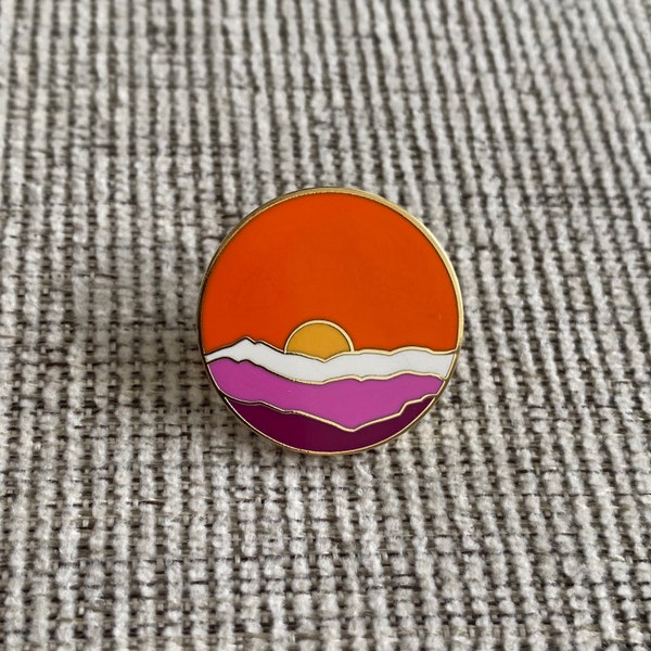 Lesbian Pin | Subtle Mountain Sunrise LGBTQ2SIA+ Pride Pin