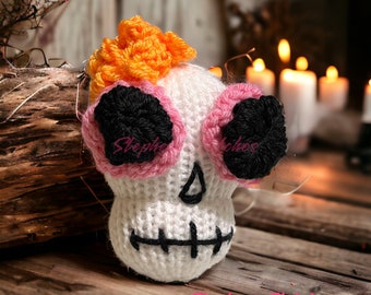 Dia de Los MUERTOS CALAVERA Sugar Skull 22 Pin Knitting Machine Pattern Day of the Dead Skull Halloween Decoration Addi Sentro 22