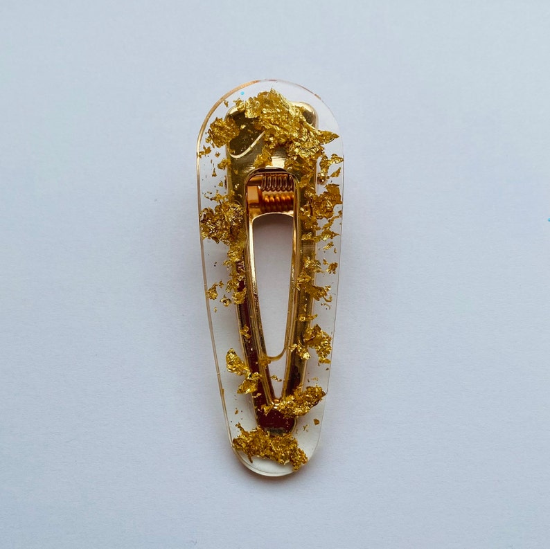 Barrettes Girls Hairclips. Custom Made Gift Set Hair Accessories Resin Hair Clips With GoldSilverRose Gold Leaf
