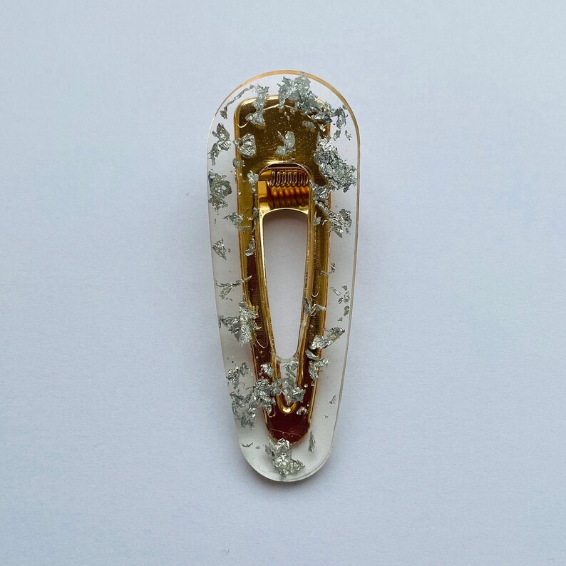 Barrettes Girls Hairclips. Custom Made Gift Set Hair Accessories Resin Hair Clips With GoldSilverRose Gold Leaf