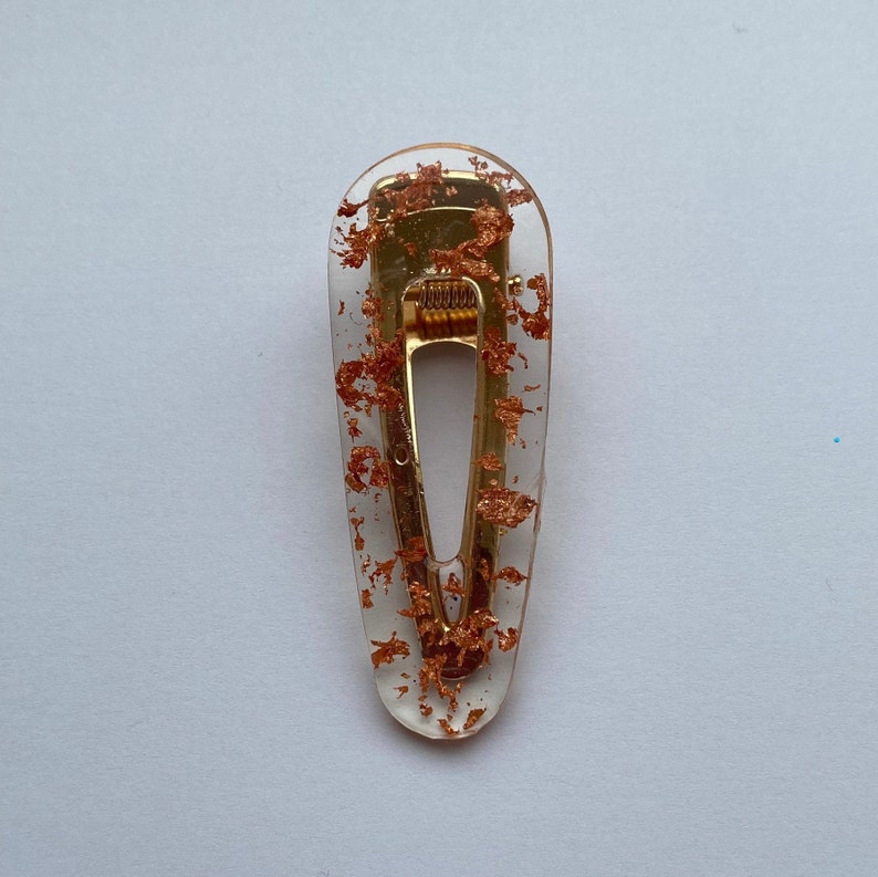 Barrettes Girls Hairclips. Custom Made Gift Set Hair Accessories Resin Hair Clips With GoldSilverRose Gold Leaf
