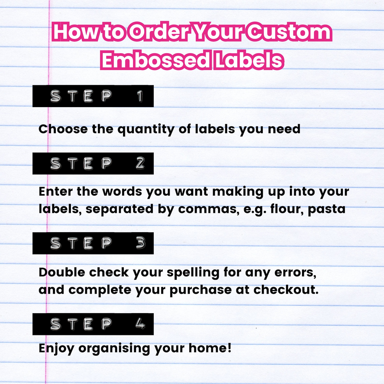 Type Writer Label Custom Embossed Labels | Vintage Typewriter Style Labels | Retro Black ...