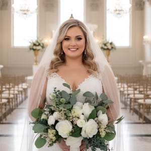 Ivory Silk Wedding Bouquet: Greenery Bridal Flowers