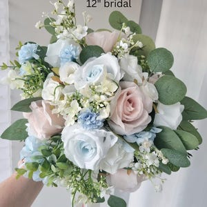 Baby pink & light dusty blue bridal bouquet, wedding bouquet