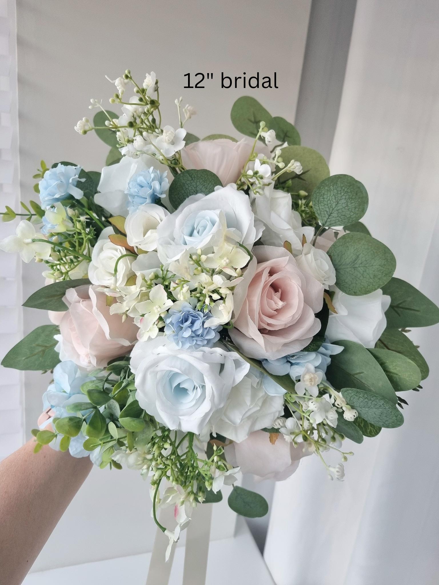 Baby pink & light dusty blue bridal bouquet, wedding bouquet