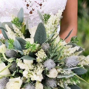 Roses & thistles wedding bouquet,  wedding flowers