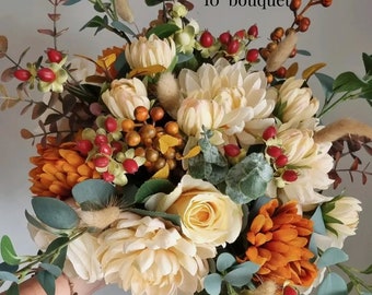 Autumn shades silk wedding flowers, bridal bouquet,  wedding bouquet, artificial wedding flowers