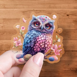 Cute Owl Sticker, Colorful Owl Decal, Animal Lover Gifts, Kawaii Owl Art, Boho Decor for Laptop, Scrapbook, Phone Case Stickers