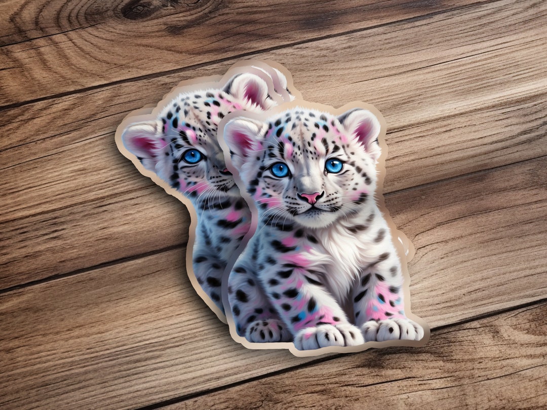 Cute Leopard Cub Sticker, Cute Animal Sticker, Wild Animal Decal, Kids ...