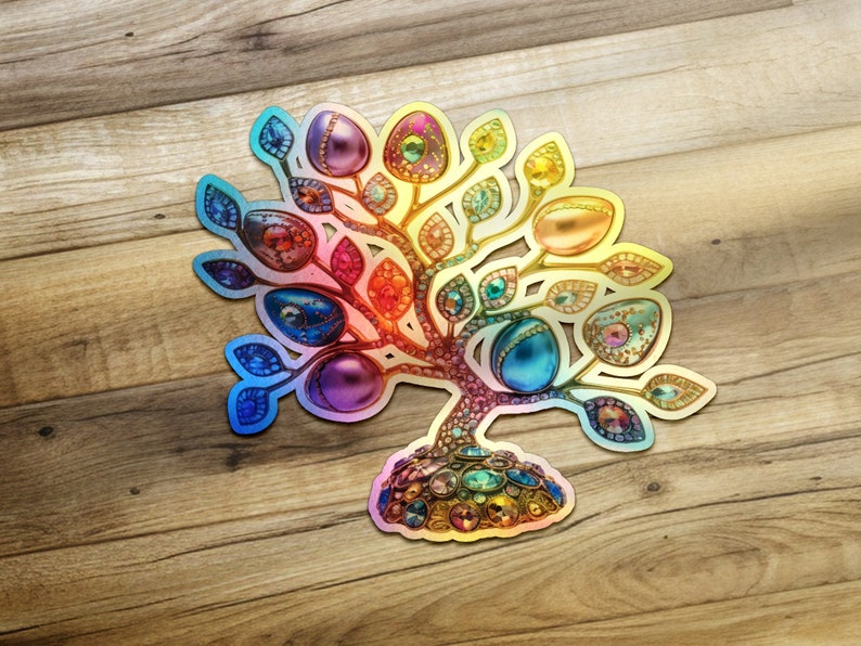 Colorful Tree of Life Sticker, Bedazzled Art Decal, Jewel Boho Chic ...