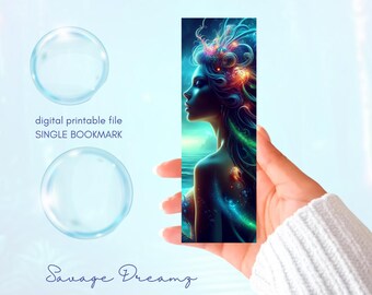 Mystical Ocean Goddess Bookmark – Fantasy Digital Printable for Book Lovers
