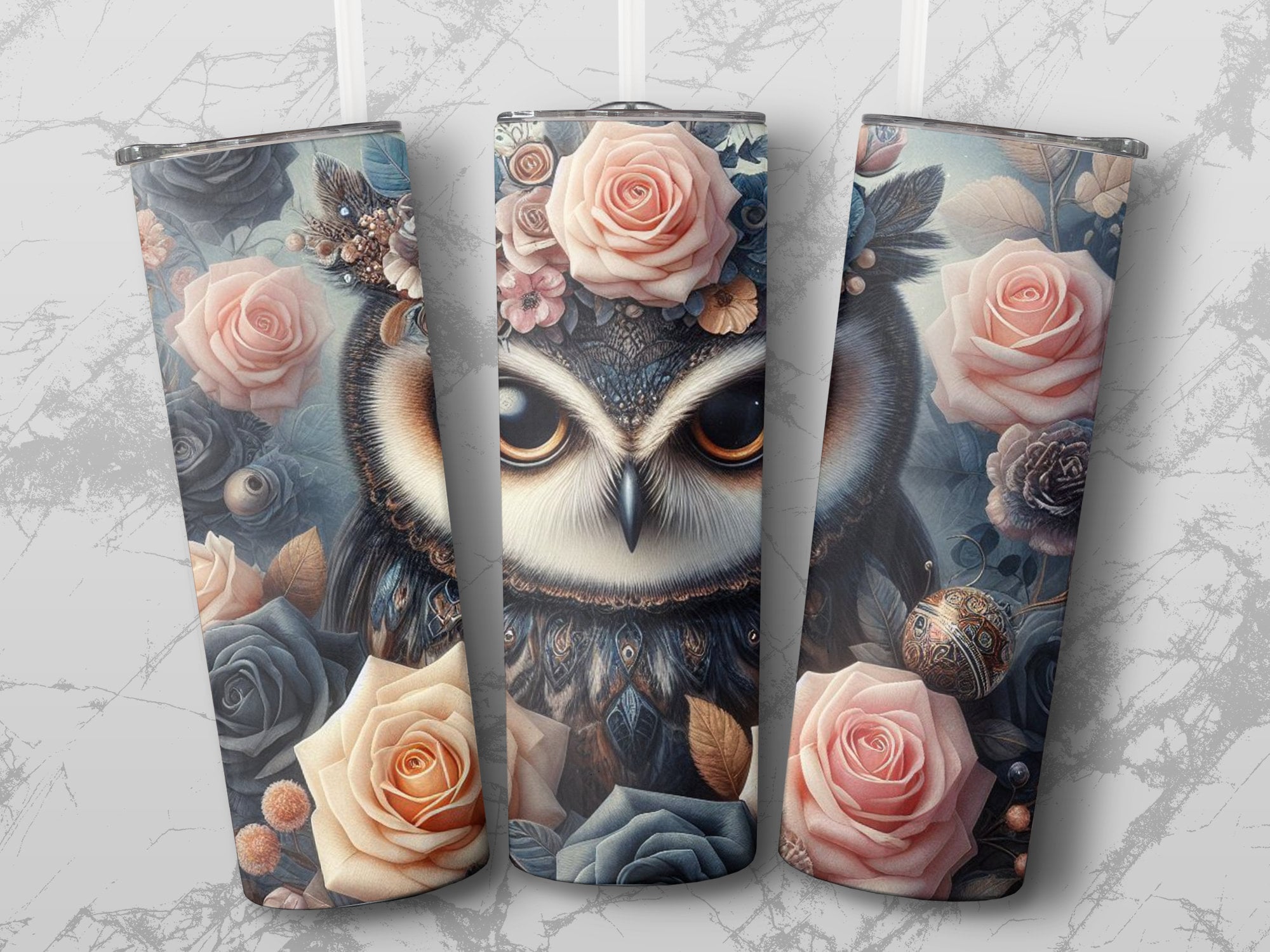 20oz Owl Skinny Tumbler Sublimation Design, Straight & Tapered Wrap, Tumbler Wrap, Tumbler PNG, 