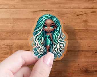 Cute Chibi Art Sticker, Colorful Cartoon Character Decal, Kawaii Girl Illustration, Artistic Sticker for Laptops, Unique Gift Idea