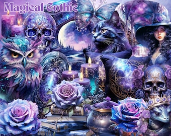 Magical Gothic Clipart, Magical, Mystical, Paper Craft, Scrapbooking, Junk Journal, Sublimation, Art, PNG