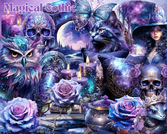 Magical Gothic Clipart, Magical, Mystical, Paper Craft, Scrapbooking, Junk Journal, Sublimation, Art, PNG
