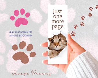It's “Just One More Page” Cat Bookmark – Printable PNG for Book Lovers
