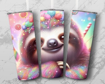 20oz Sloth 004 Skinny Tumbler Sublimation Design, Straight & Tapered Wrap, Tumbler Wrap, Tumbler PNG, Instant Download