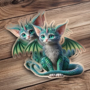Cute Fantasy Dragon Cat Sticker, Fantasy Creature Sticker, Anime Cat Dragon, Kawaii Dragon Cat, Cute Cat Sticker for Laptops