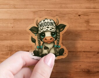 Cute Cow Sticker, Adorable Cartoon Cow Decal, Animal Lover Gift, Farm Animal Sticker, Whimsical Cow Art, Fun Sticker for Laptop