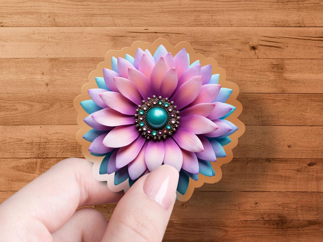 Vibrant Flower Sticker, Boho Chic Floral Decor, Unique Laptop Decal ...