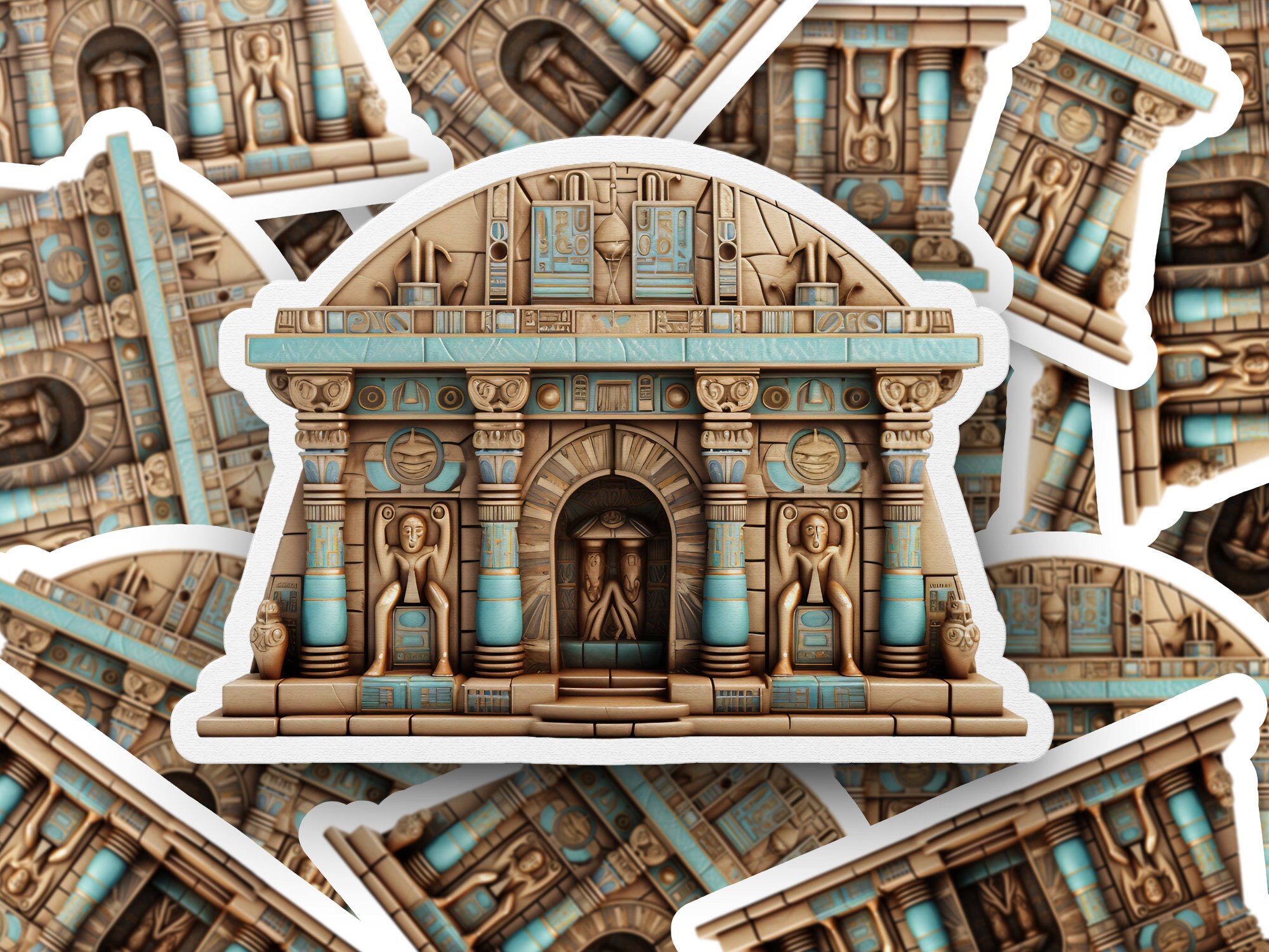 Ancient Egyptian Temple Sticker, Pyramid Sticker, Hieroglyphics Art ...